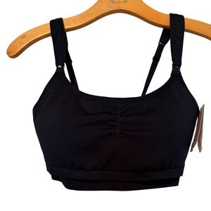 Auden Black Nursing Seamless Pumping Bralette Small Adjustable Fit Nylon Spandex